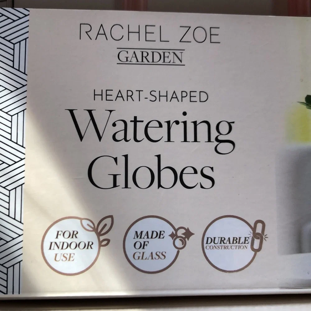 Rachel Zoe Pink Heart-Shaped Glass Watering Globes for Plants- Set of 2